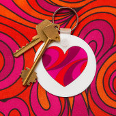 Abstract Hart Vet Rood En Roze Wervelpatroon Sleutelhanger