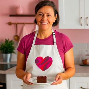 Abstract Hart Vet Rood En Roze Wervelpatroon Standaard Schort