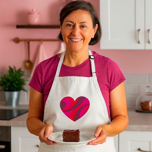 Abstract Hart Vet Rood En Roze Wervelpatroon Standaard Schort