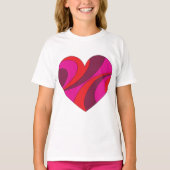 Abstract Hart Vet Rood En Roze Wervelpatroon T-shirt (Voorkant)