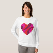 Abstract Hart Vet Rood En Roze Wervelpatroon T-shirt (Voorkant volledig)