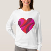 Abstract Hart Vet Rood En Roze Wervelpatroon T-shirt (Voorkant)