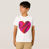 Abstract Hart Vet Rood En Roze Wervelpatroon T-shirt (Voorkant volledig)
