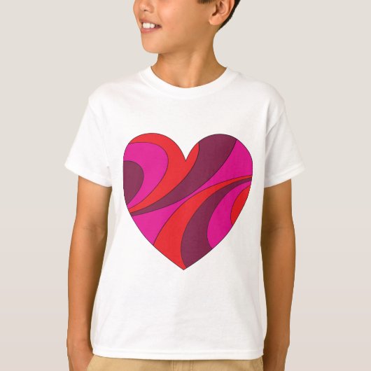 Abstract Hart Vet Rood En Roze Wervelpatroon T-shirt (Voorkant)