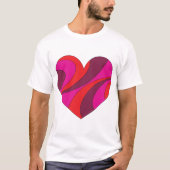 Abstract Hart Vet Rood En Roze Wervelpatroon T-shirt (Voorkant)