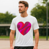 Abstract Hart Vet Rood En Roze Wervelpatroon T-shirt