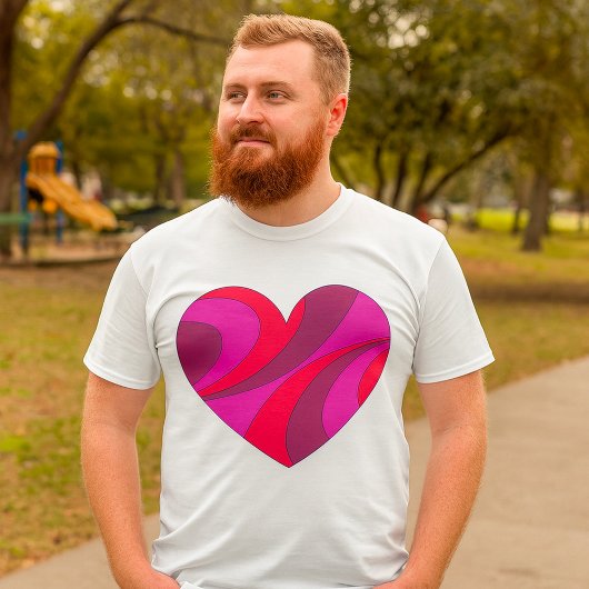 Abstract Hart Vet Rood En Roze Wervelpatroon T-shirt