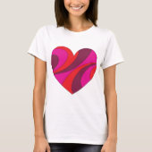 Abstract Hart Vet Rood En Roze Wervelpatroon T-shirt (Voorkant)