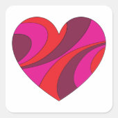 Abstract Hart Vet Rood En Roze Wervelpatroon Vierkante Sticker (Voorkant)