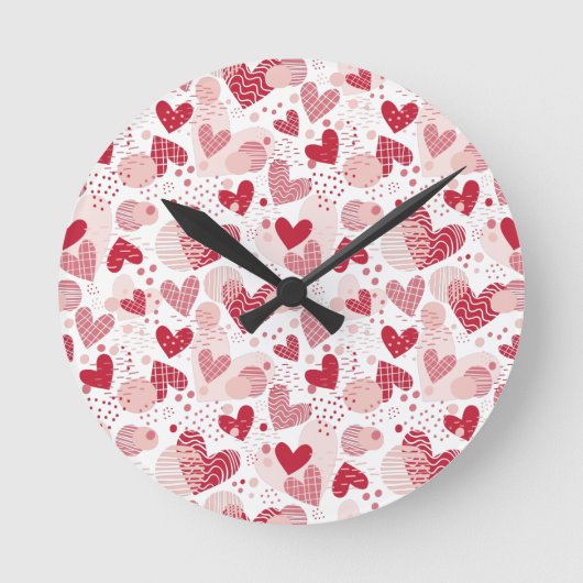Abstract harten patroon kussen ronde klok (Voorkant)