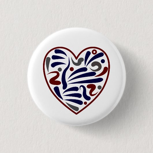  abstract hartpatroon ronde button 3,2 cm (Voorkant)