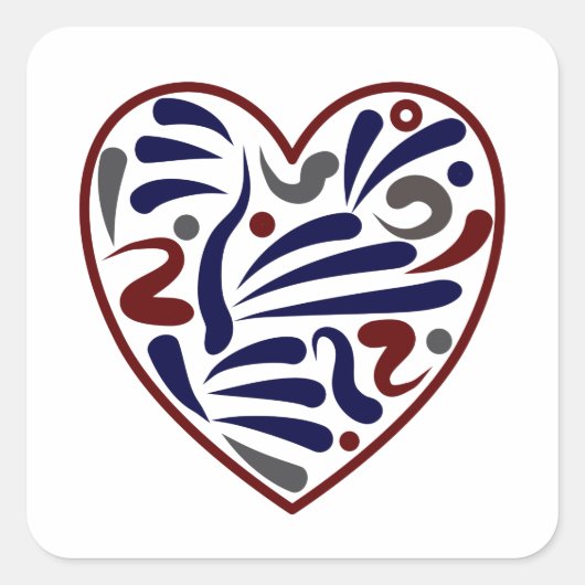 abstract hartpatroon vierkante sticker (Voorkant)