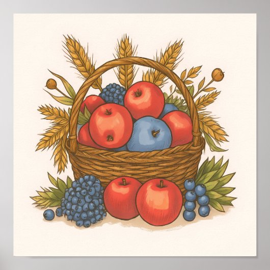 Abstract Harvest Colors: Seamless Oranges & Greens Poster (Voorkant)