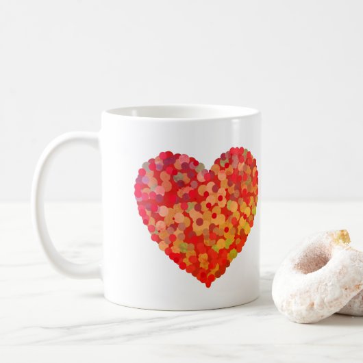 Abstract Heart Confetti Art Koffiemok (Met donut)