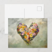 Abstract Heart Flowers Impressionist Postcard Briefkaart (Voorkant / Achterkant)