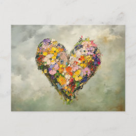 Abstract Heart Flowers Impressionist Postcard Briefkaart