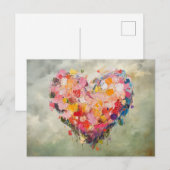 Abstract Heart Flowers Impressionist Postcard Briefkaart (Voorkant / Achterkant)