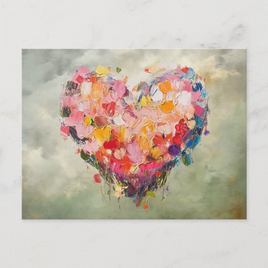 Abstract Heart Flowers Impressionist Postcard Briefkaart (Voorkant)