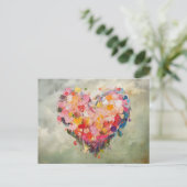 Abstract Heart Flowers Impressionist Postcard Briefkaart (Staand voorkant)