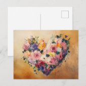 Abstract Heart Flowers Impressionist Postcard Briefkaart (Voorkant / Achterkant)