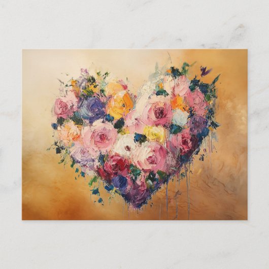 Abstract Heart Flowers Impressionist Postcard Briefkaart (Voorkant)