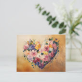 Abstract Heart Flowers Impressionist Postcard Briefkaart (Staand voorkant)