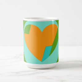 Abstract Heart Green Teal Orange Circle Koffiemok