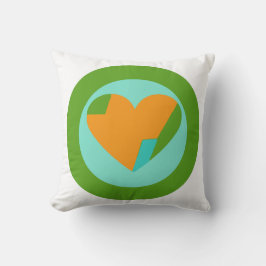 Abstract Heart Green Teal Orange Circle Kussen
