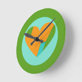 Abstract Heart Green Teal Orange Circle Ronde Klok (Hoek)