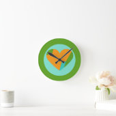 Abstract Heart Green Teal Orange Circle Ronde Klok (Huis)