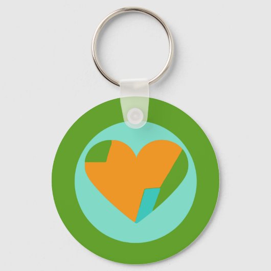 Abstract Heart Green Teal Orange Circle Sleutelhanger (Voorkant)
