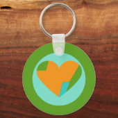Abstract Heart Green Teal Orange Circle Sleutelhanger (Voorkant)