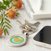 Abstract Heart Green Teal Orange Circle Sleutelhanger (Zijkant)