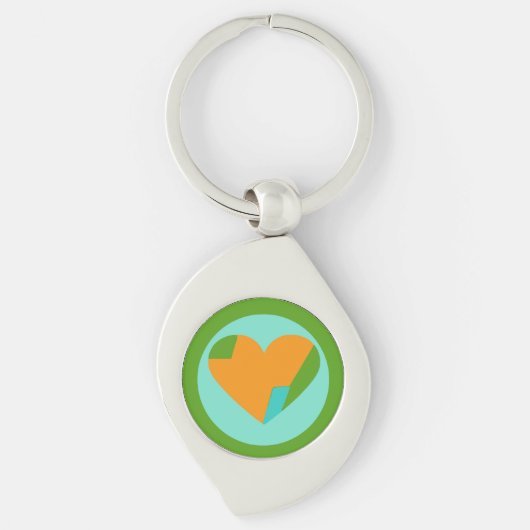 Abstract Heart Green Teal Orange Circle Sleutelhanger (Voorkant)