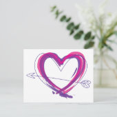 Abstract heart in purple and pink briefkaart (Staand voorkant)