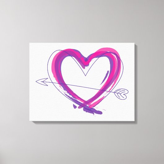 Abstract heart in purple and pink canvas afdruk (Voorkant)
