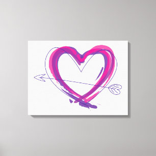Abstract heart in purple and pink canvas afdruk