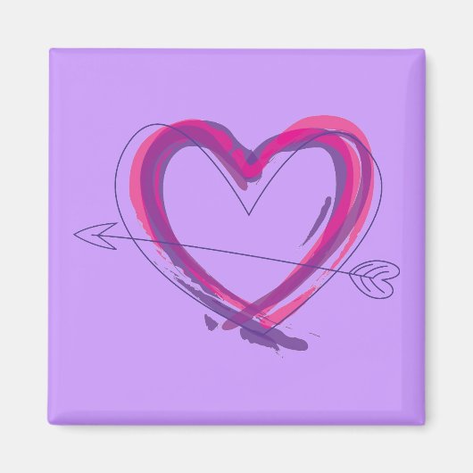Abstract heart in purple and pink magneet (Voorkant)
