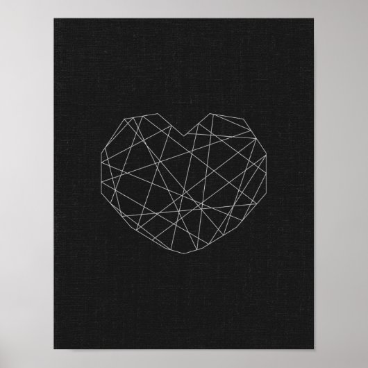 Abstract heart print. Black and white. Modern love Poster (Voorkant)