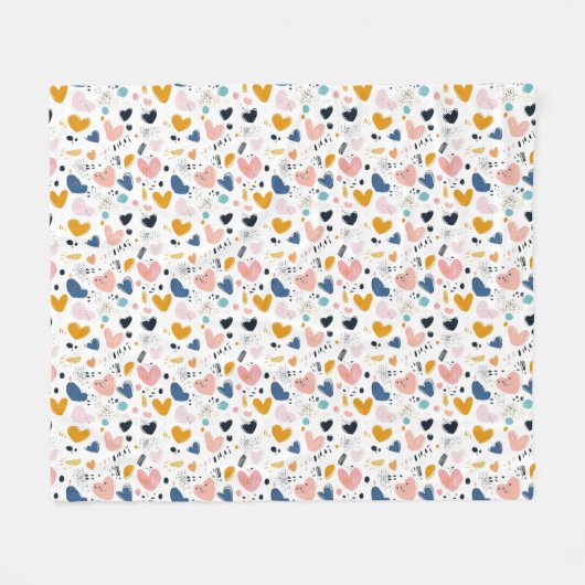 Abstract Hearts: Cozy Valentines Fleece Deken (Voorkant (Horizontaal))