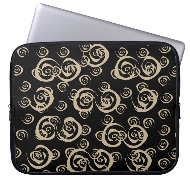 Abstract hedendaags goudspiraalpatroon laptop sleeve (Voorkant)