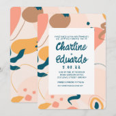 Abstract hedendaags kleurrijk pastelhuwelijk kaart (Voorkant / Achterkant)