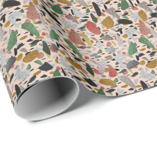 Abstract hedendaags kunstzinnig terrazzo stijlpatr cadeaupapier