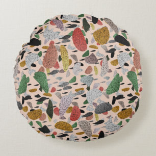 Abstract hedendaags kunstzinnig terrazzo stijlpatr rond kussen