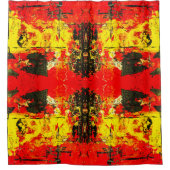 Abstract hedendaags rood geel zwart glitter douchegordijn (Voorkant)