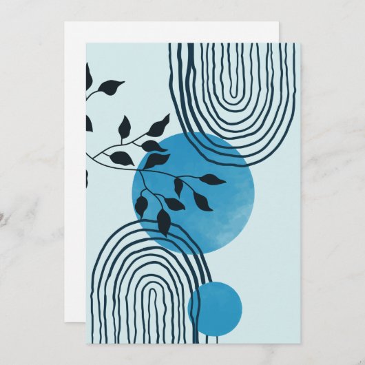 Abstract hedendaags tropisch blad 1/3 feestdagenkaart (Voorkant / Achterkant)