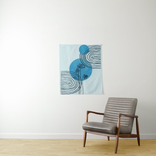 Abstract hedendaags tropisch blad 3/3 wandkleed (In situ)