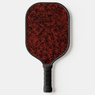 Abstract Hedendaags Zwart Kruisraster Op Rode Roes Pickleball Paddle