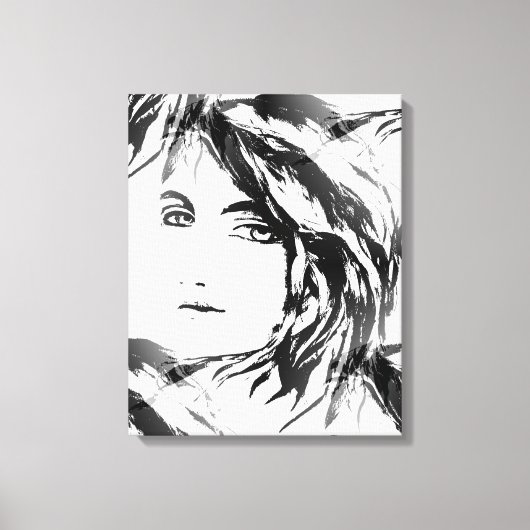Abstract Hedendaags Zwart-Wit Figuratief Canvas Afdruk (Voorkant)
