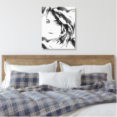 Abstract Hedendaags Zwart-Wit Figuratief Canvas Afdruk (Insitu (Slaapkamer))